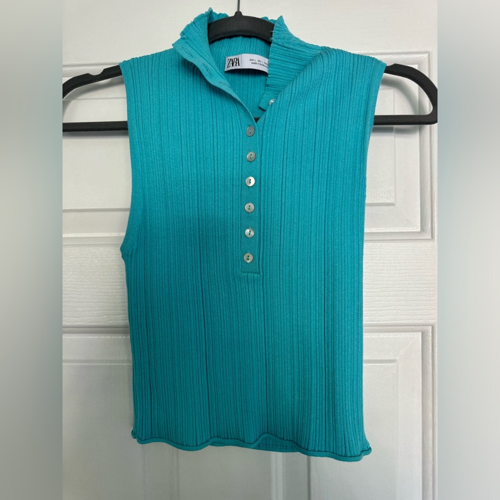 Zara turquoise top